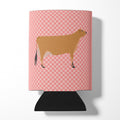 Jersey Cow Pink Check Can or Bottle Hugger Cooler Sleeve for Standard 12 oz Cans, Insulated Foam Beer & Soda Can Hugger Reusable