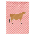 Jersey Cow Pink Check House Flag 28x40 Porch Sleeve Pole Decorative Outside Yard Banner Artwork Wall Hanging, Polyester