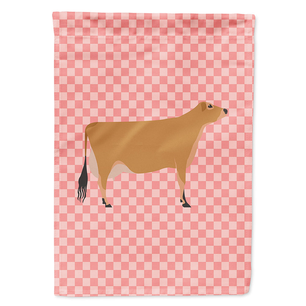 Jersey Cow Pink Check House Flag 28x40 Porch Sleeve Pole Decorative Outside Yard Banner Artwork Wall Hanging, Polyester