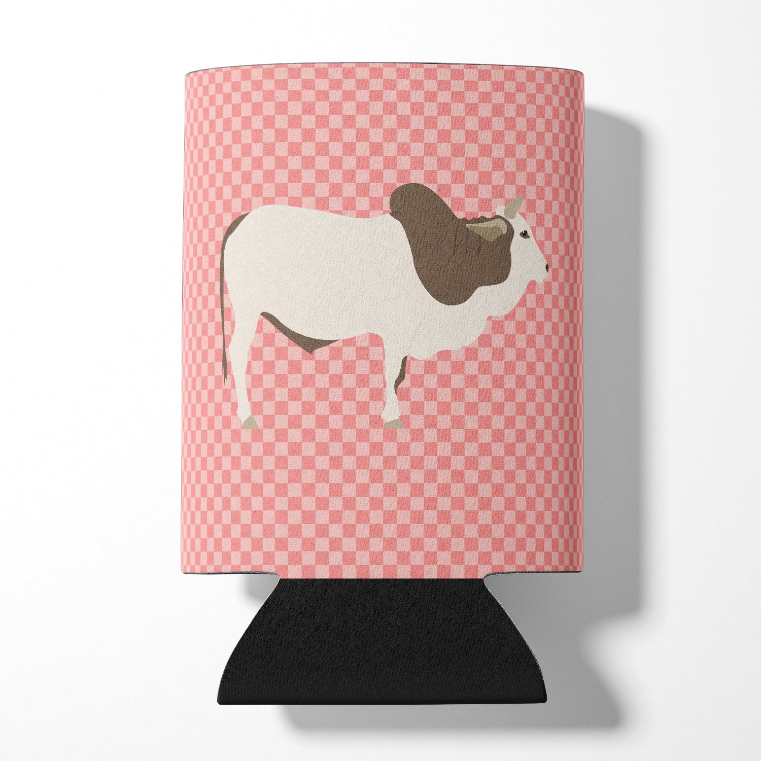 Malvi Cow Pink Check Can or Bottle Hugger Cooler Sleeve for Standard 12 oz Cans, Insulated Foam Beer & Soda Can Hugger Reusable