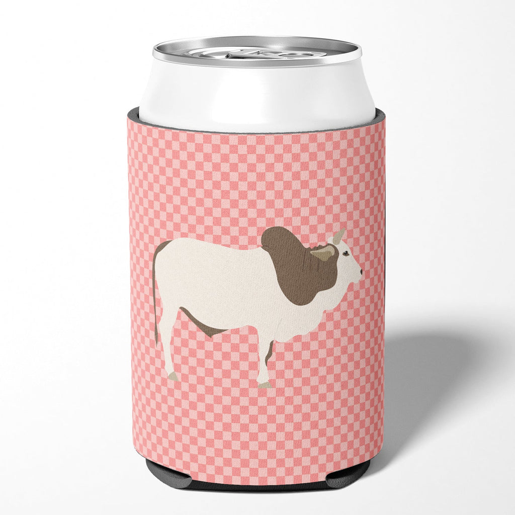 Malvi Cow Pink Check Can or Bottle Hugger Cooler Sleeve for Standard 12 oz Cans, Insulated Foam Beer & Soda Can Hugger Reusable