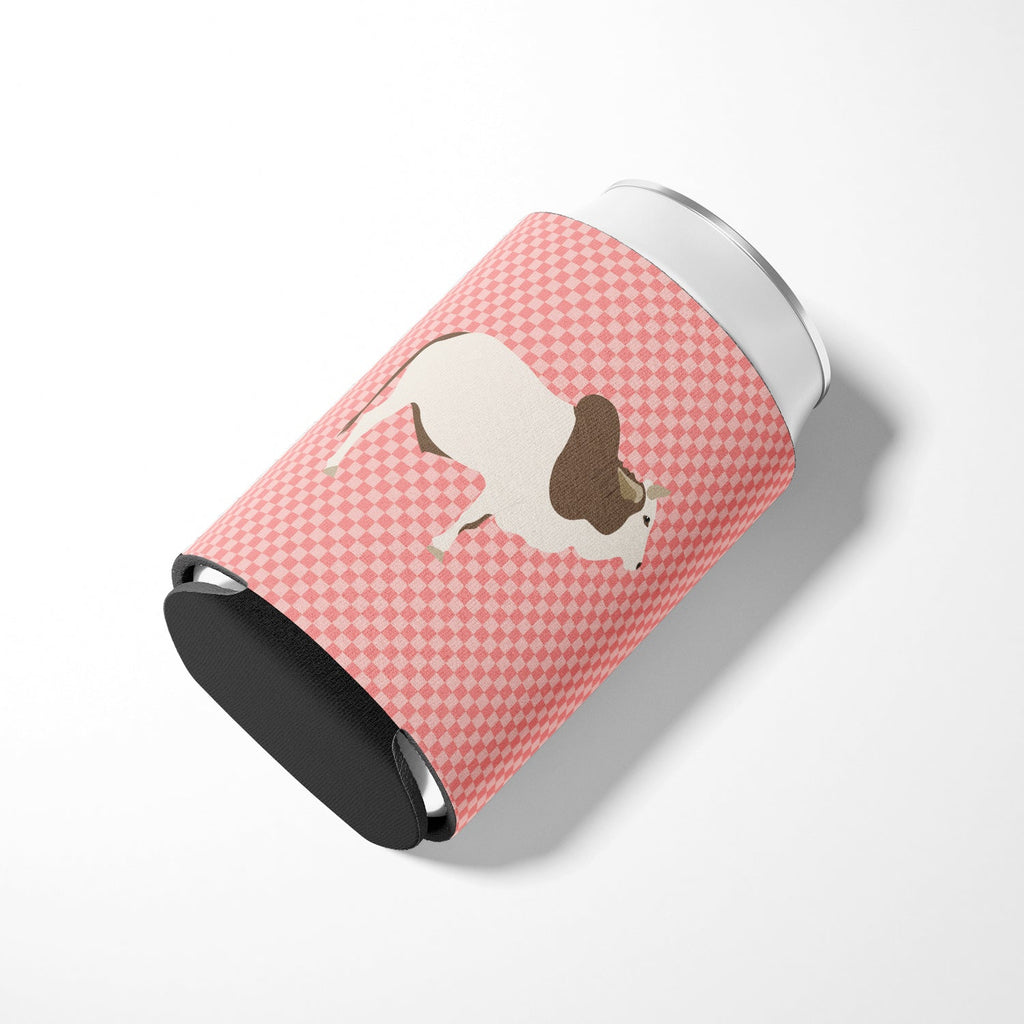 Malvi Cow Pink Check Can or Bottle Hugger Cooler Sleeve for Standard 12 oz Cans, Insulated Foam Beer & Soda Can Hugger Reusable