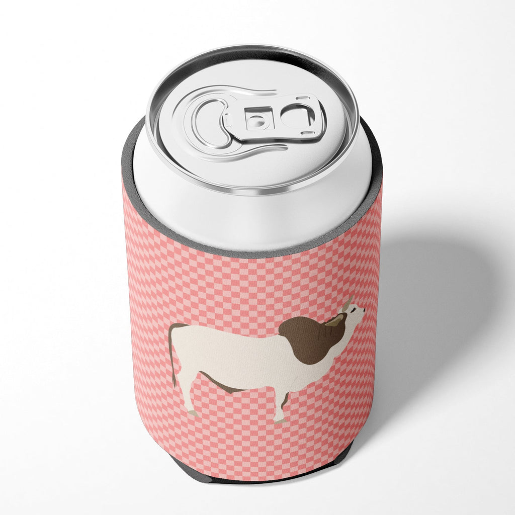 Malvi Cow Pink Check Can or Bottle Hugger Cooler Sleeve for Standard 12 oz Cans, Insulated Foam Beer & Soda Can Hugger Reusable