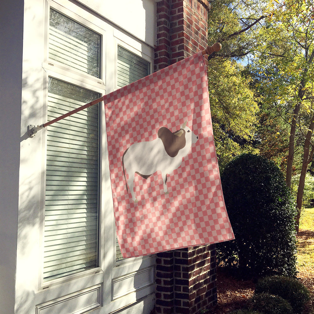 Malvi Cow Pink Check House Flag 28x40 Porch Sleeve Pole Decorative Outside Yard Banner Artwork Wall Hanging, Polyester