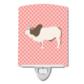Malvi Cow Pink Check Ceramic Night Light Compact, UL-Certified, Ideal for Bedroom, Bathroom, Nursery, Hallway, Kitchen, 6x4x3, Multicolor