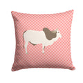 Malvi Cow Pink Check Decorative Throw Pillow 14x14 Indoor Outdoor Accent Cushion, Fabric Cover with Insert for Sofa, Bed, Porch & Living Room