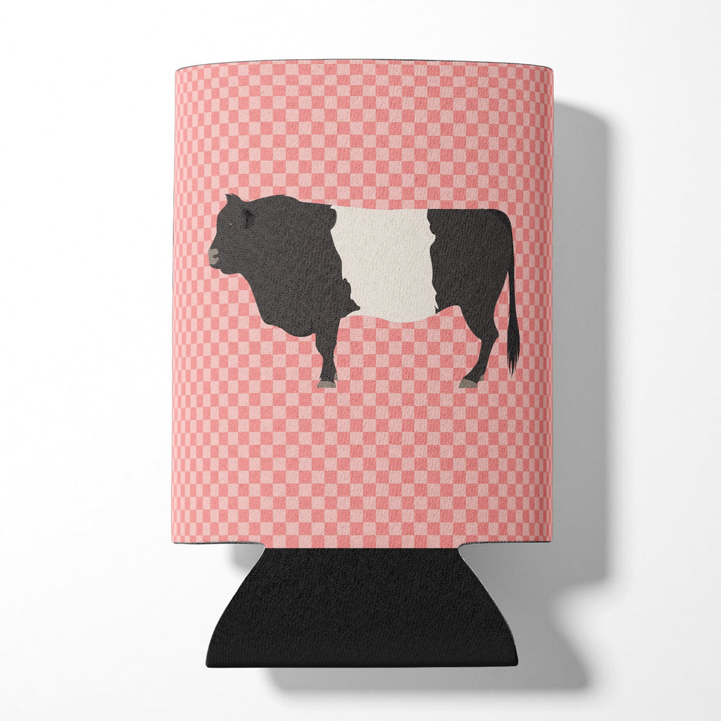 Belted Galloway Cow Pink Check Can or Bottle Hugger Cooler Sleeve for Standard 12 oz Cans, Insulated Foam Beer & Soda Can Hugger Reusable