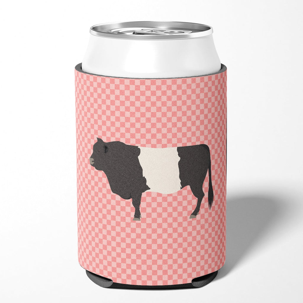 Belted Galloway Cow Pink Check Can or Bottle Hugger Cooler Sleeve for Standard 12 oz Cans, Insulated Foam Beer & Soda Can Hugger Reusable