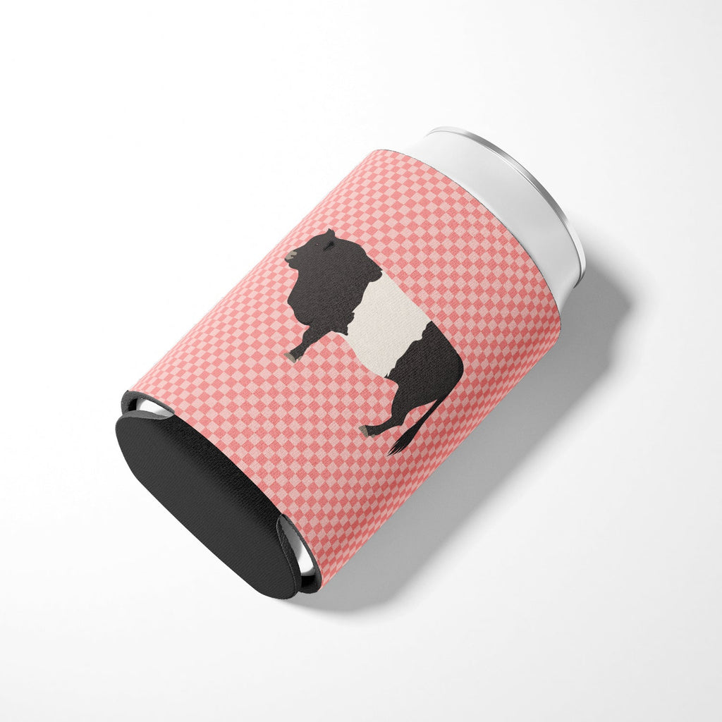 Belted Galloway Cow Pink Check Can or Bottle Hugger Cooler Sleeve for Standard 12 oz Cans, Insulated Foam Beer & Soda Can Hugger Reusable