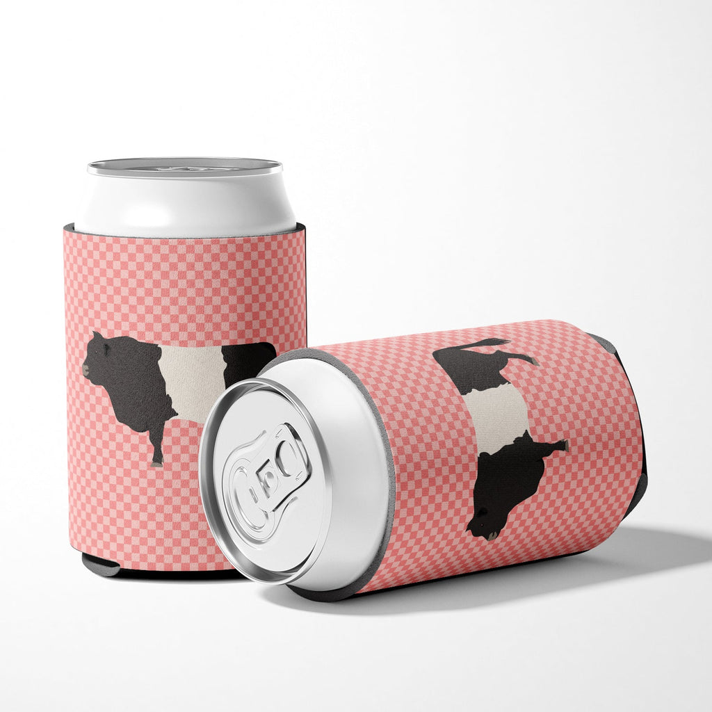 Belted Galloway Cow Pink Check Can or Bottle Hugger Cooler Sleeve for Standard 12 oz Cans, Insulated Foam Beer & Soda Can Hugger Reusable
