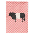 Belted Galloway Cow Pink Check House Flag 28x40 Porch Sleeve Pole Decorative Outside Yard Banner Artwork Wall Hanging, Polyester