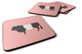 Belted Galloway Cow Pink Check Foam Coasters Set of 4 Cup Coasters for Indoor Outdoor, Tabletop Protection, Anti Slip, Mouse pad Material