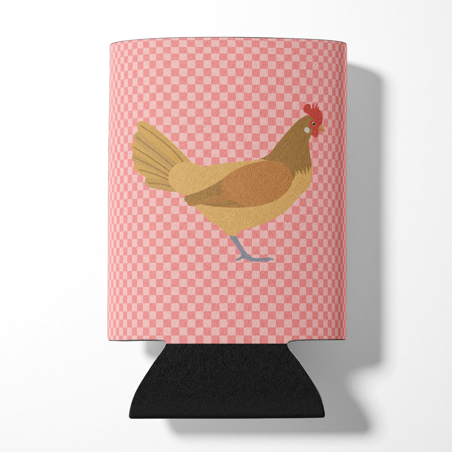 Frisian Friesian Chicken Pink Check Can or Bottle Hugger Cooler Sleeve for Standard 12 oz Cans, Insulated Foam Beer & Soda Can Hugger Reusable