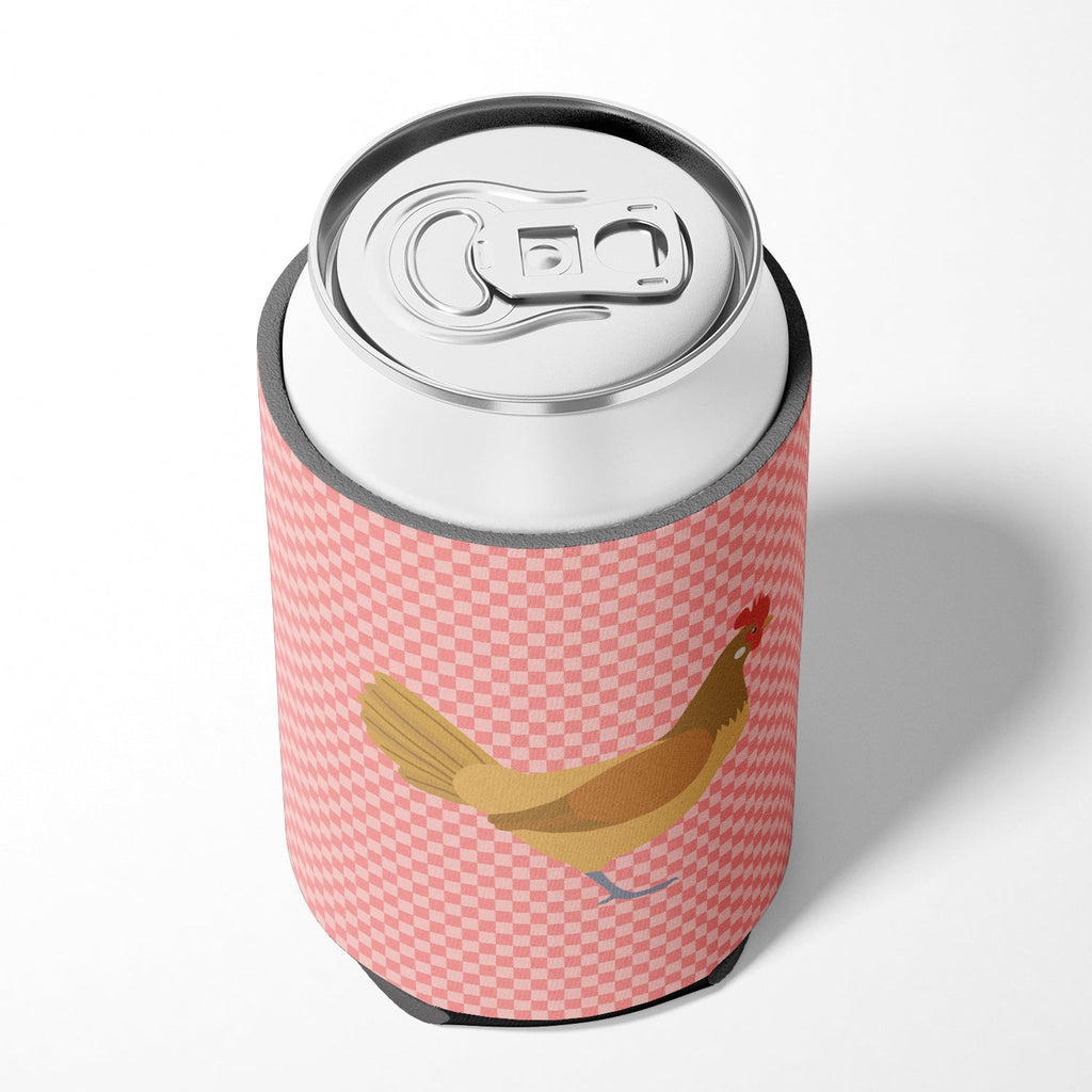 Frisian Friesian Chicken Pink Check Can or Bottle Hugger Cooler Sleeve for Standard 12 oz Cans, Insulated Foam Beer & Soda Can Hugger Reusable