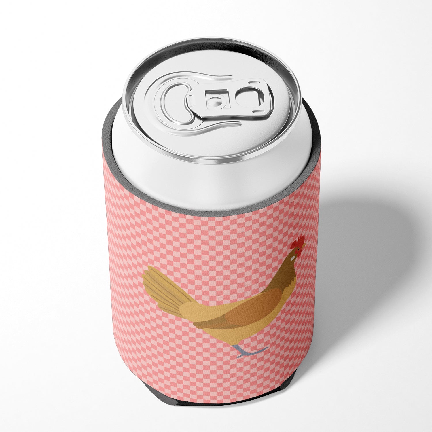Frisian Friesian Chicken Pink Check Can or Bottle Hugger Cooler Sleeve for Standard 12 oz Cans, Insulated Foam Beer & Soda Can Hugger Reusable
