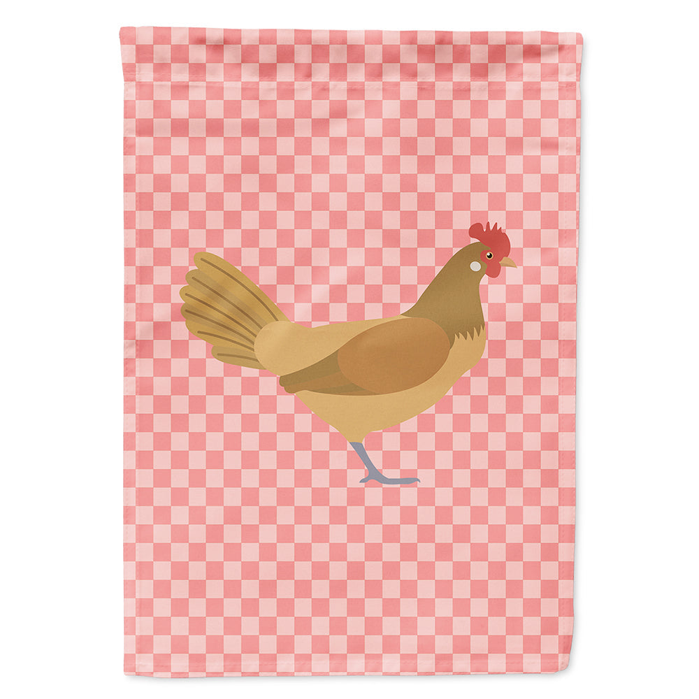 Frisian Friesian Chicken Pink Check House Flag 28x40 Porch Sleeve Pole Decorative Outside Yard Banner Artwork Wall Hanging, Polyester
