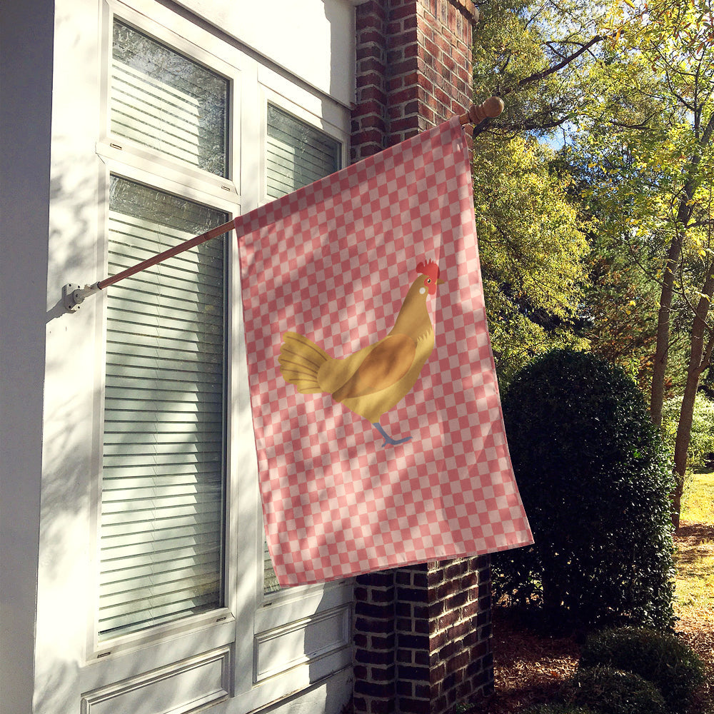 Frisian Friesian Chicken Pink Check House Flag 28x40 Porch Sleeve Pole Decorative Outside Yard Banner Artwork Wall Hanging, Polyester