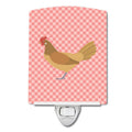 Frisian Friesian Chicken Pink Check Ceramic Night Light Compact, UL-Certified, Ideal for Bedroom, Bathroom, Nursery, Hallway, Kitchen, 6x4x3, Multicolor