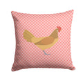 Frisian Friesian Chicken Pink Check Decorative Throw Pillow 14x14 Indoor Outdoor Accent Cushion, Fabric Cover with Insert for Sofa, Bed, Porch & Living Room