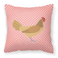 Frisian Friesian Chicken Pink Check Decorative Throw Pillow 18x18 Indoor Outdoor Accent Cushion, Fabric Cover with Insert for Sofa, Bed, Porch & Living Room