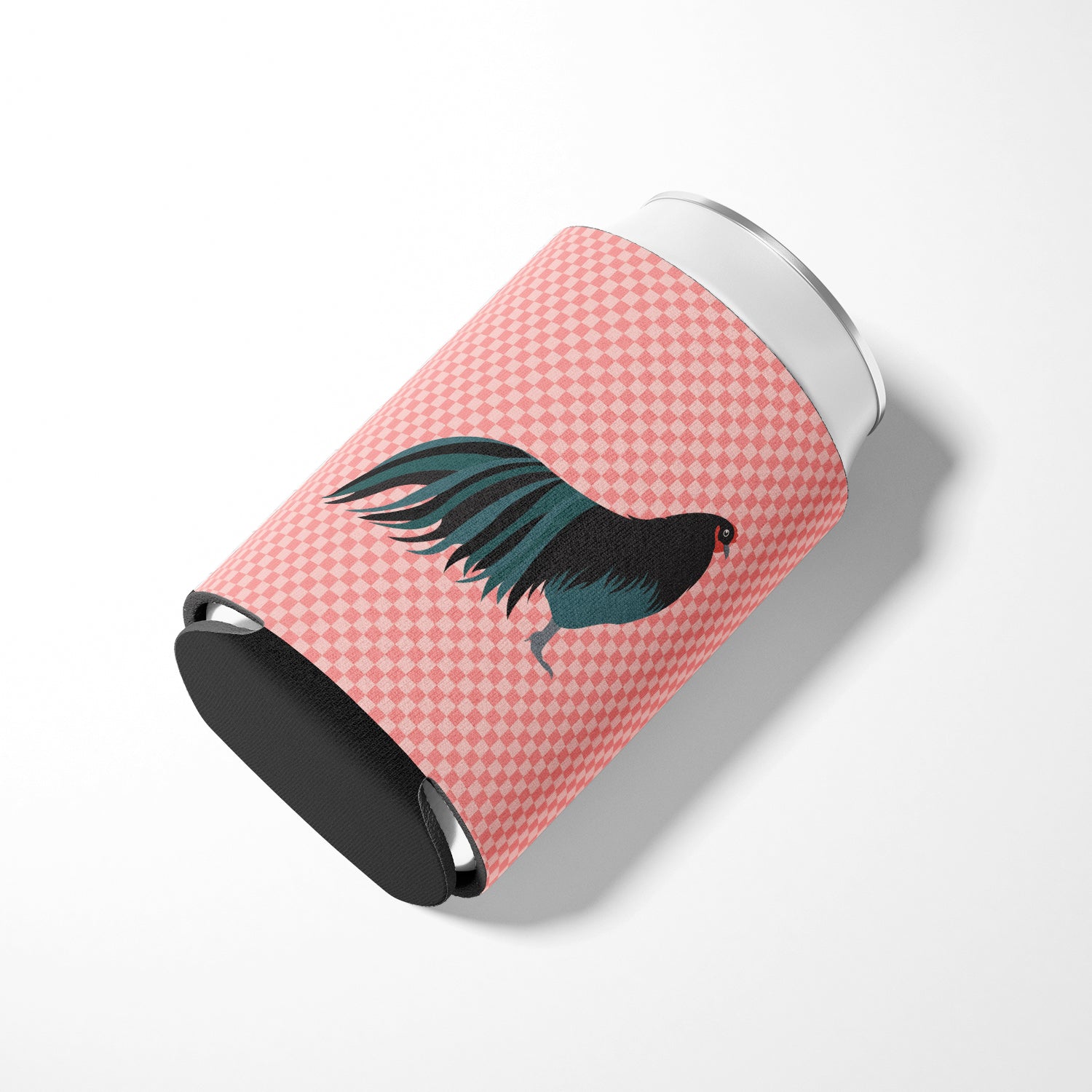 Sumatra Chicken Pink Check Can or Bottle Hugger Cooler Sleeve for Standard 12 oz Cans, Insulated Foam Beer & Soda Can Hugger Reusable