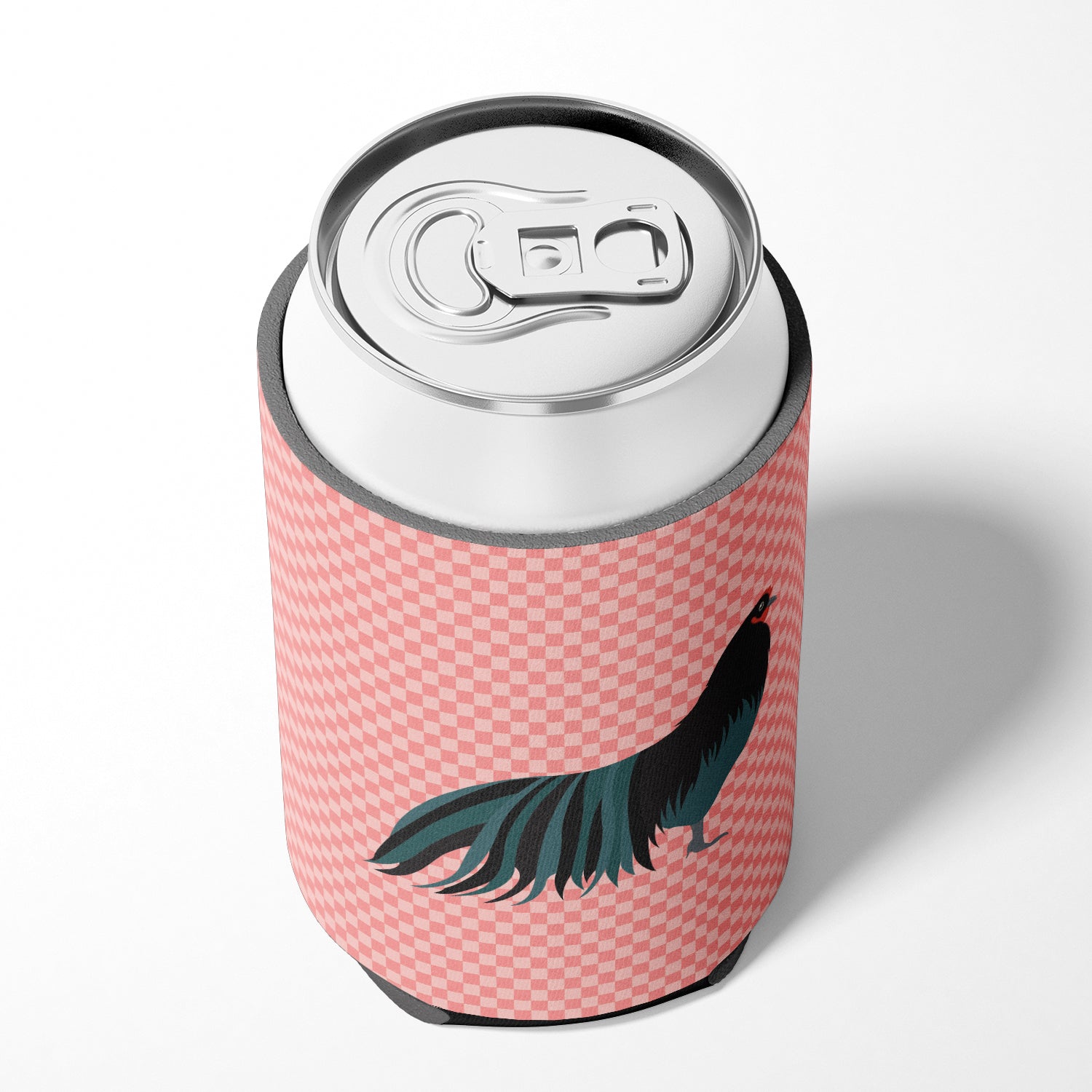 Sumatra Chicken Pink Check Can or Bottle Hugger Cooler Sleeve for Standard 12 oz Cans, Insulated Foam Beer & Soda Can Hugger Reusable