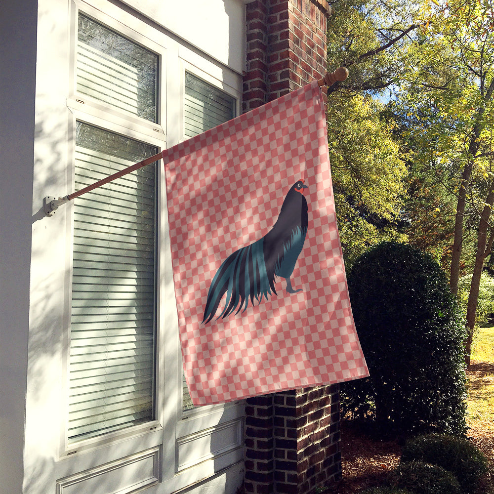 Sumatra Chicken Pink Check House Flag 28x40 Porch Sleeve Pole Decorative Outside Yard Banner Artwork Wall Hanging, Polyester