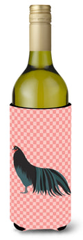 Sumatra Chicken Pink Check Wine Bottle Hugger Gift Sleeve for Standard 750 ml Bottles, Insulated Reusable Also Fits Mini Shot & Pint Bottles
