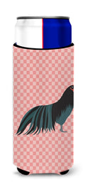 Sumatra Chicken Pink Check Slim Can Hugger , Insulated Foam Hugger for 12 oz Slim Cans, Beer Bottles & Water Bottles, Printed in USA