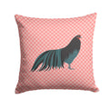 Sumatra Chicken Pink Check Decorative Throw Pillow 14x14 Indoor Outdoor Accent Cushion, Fabric Cover with Insert for Sofa, Bed, Porch & Living Room