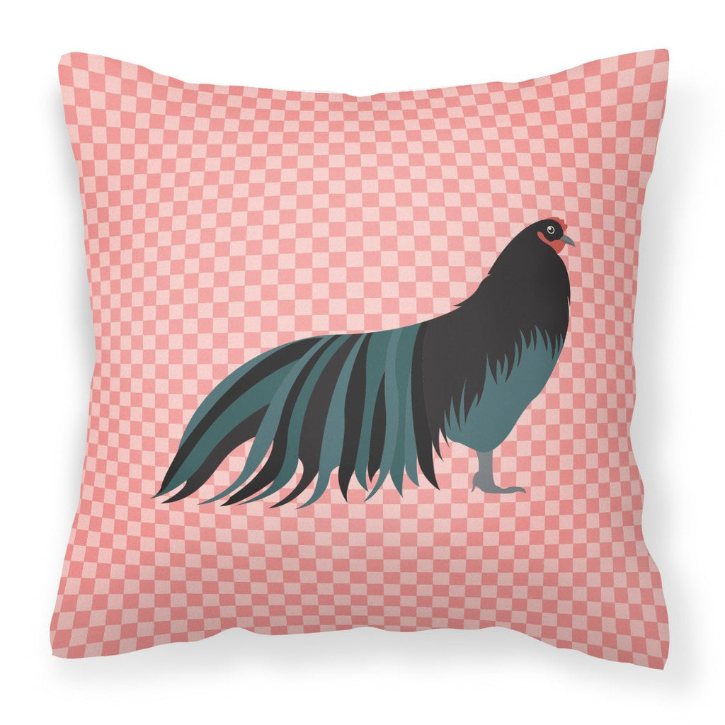 Sumatra Chicken Pink Check Decorative Throw Pillow 18x18 Indoor Outdoor Accent Cushion, Fabric Cover with Insert for Sofa, Bed, Porch & Living Room