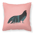 Sumatra Chicken Pink Check Decorative Throw Pillow 18x18 Indoor Outdoor Accent Cushion, Fabric Cover with Insert for Sofa, Bed, Porch & Living Room
