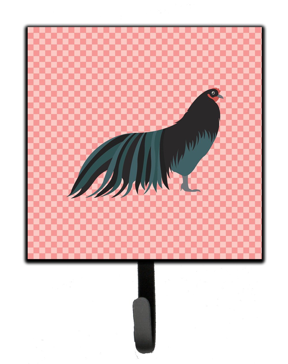 Sumatra Chicken Pink Check Leash or Key Holder Wall Hooks, Key Hooks Holder, Coat Rack Wall Mount, Coat Hooks, Hooks for Hanging Keys, Towels, Aprons, Leashes