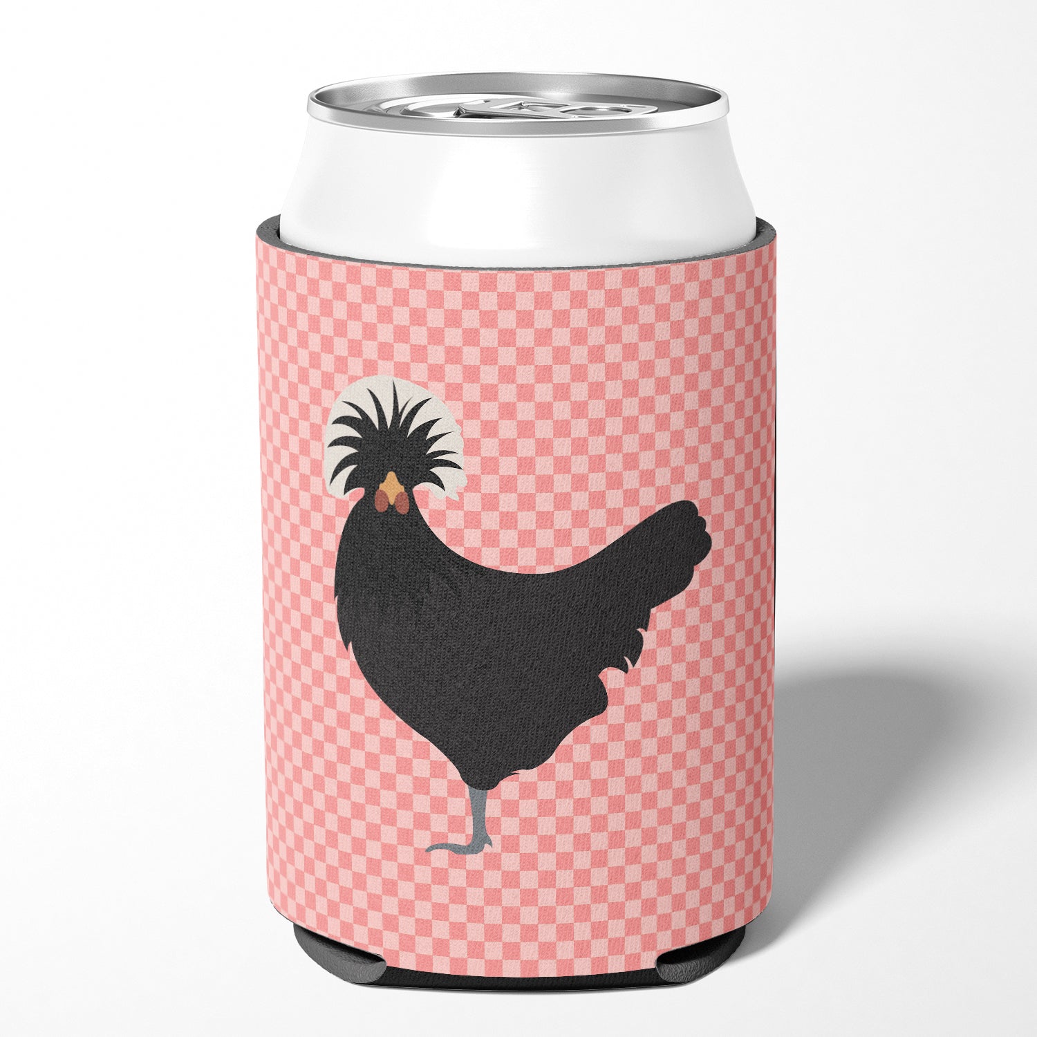 Polish Poland Chicken Pink Check Can or Bottle Hugger Cooler Sleeve for Standard 12 oz Cans, Insulated Foam Beer & Soda Can Hugger Reusable