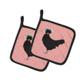 Polish Poland Chicken Pink Check Pot Holder Set of 2 Heat Resistant Quilted Hot Pads 7.5 x 7.5 Inch, Insulated Kitchen Trivets for Cooking & Baking