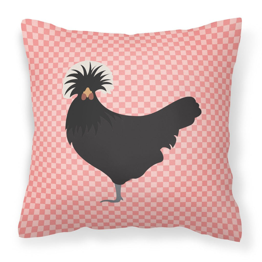 Polish Poland Chicken Pink Check Decorative Throw Pillow 18x18 Indoor Outdoor Accent Cushion, Fabric Cover with Insert for Sofa, Bed, Porch & Living Room