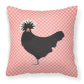 Polish Poland Chicken Pink Check Decorative Throw Pillow 18x18 Indoor Outdoor Accent Cushion, Fabric Cover with Insert for Sofa, Bed, Porch & Living Room