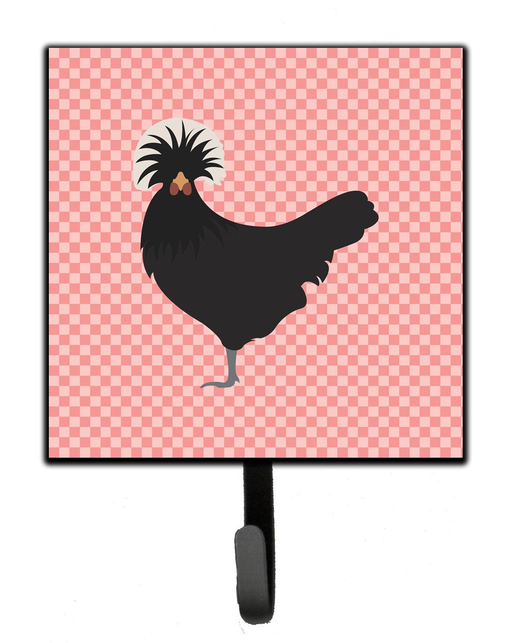 Polish Poland Chicken Pink Check Leash or Key Holder Wall Hooks, Key Hooks Holder, Coat Rack Wall Mount, Coat Hooks, Hooks for Hanging Keys, Towels, Aprons, Leashes