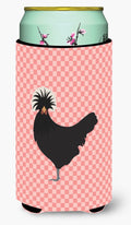 Polish Poland Chicken Pink Check Tall Boy Hugger Can Cooler Sleeve Machine Washable Drink Collapsible Insulator Beverage Insulated Holder