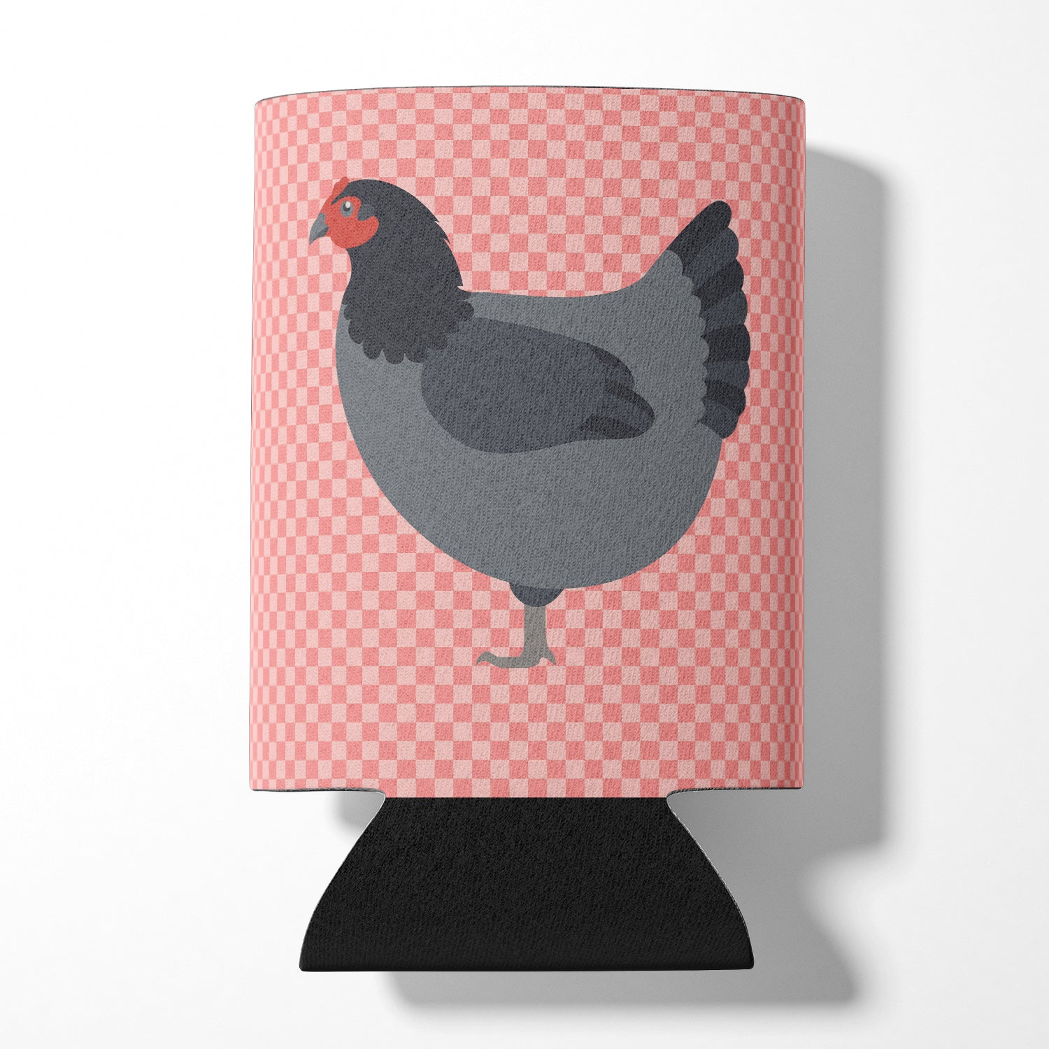 Jersey Giant Chicken Pink Check Can or Bottle Hugger Cooler Sleeve for Standard 12 oz Cans, Insulated Foam Beer & Soda Can Hugger Reusable
