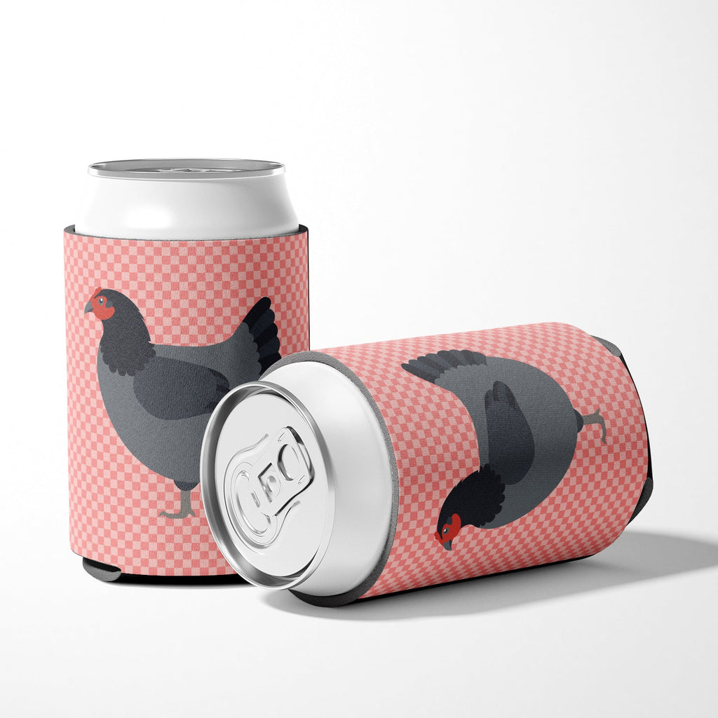 Jersey Giant Chicken Pink Check Can or Bottle Hugger Cooler Sleeve for Standard 12 oz Cans, Insulated Foam Beer & Soda Can Hugger Reusable