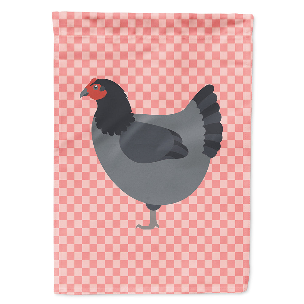 Jersey Giant Chicken Pink Check House Flag 28x40 Porch Sleeve Pole Decorative Outside Yard Banner Artwork Wall Hanging, Polyester