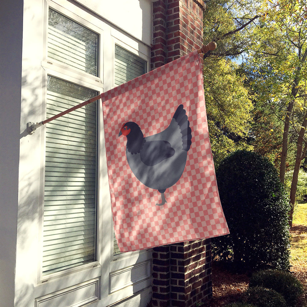 Jersey Giant Chicken Pink Check House Flag 28x40 Porch Sleeve Pole Decorative Outside Yard Banner Artwork Wall Hanging, Polyester