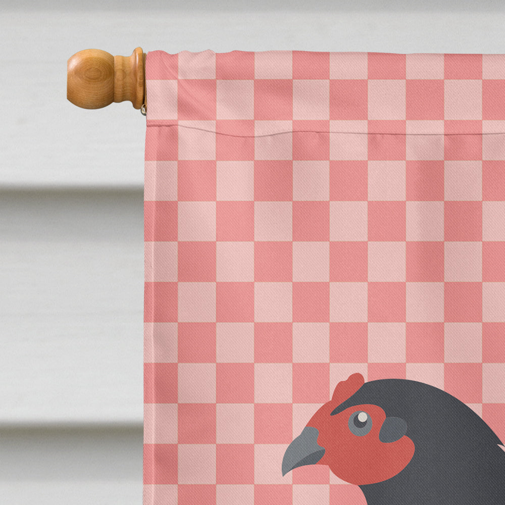 Jersey Giant Chicken Pink Check House Flag 28x40 Porch Sleeve Pole Decorative Outside Yard Banner Artwork Wall Hanging, Polyester