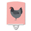 Jersey Giant Chicken Pink Check Ceramic Night Light Compact, UL-Certified, Ideal for Bedroom, Bathroom, Nursery, Hallway, Kitchen, 6x4x3, Multicolor