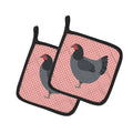 Jersey Giant Chicken Pink Check Pot Holder Set of 2 Heat Resistant Quilted Hot Pads 7.5 x 7.5 Inch, Insulated Kitchen Trivets for Cooking & Baking