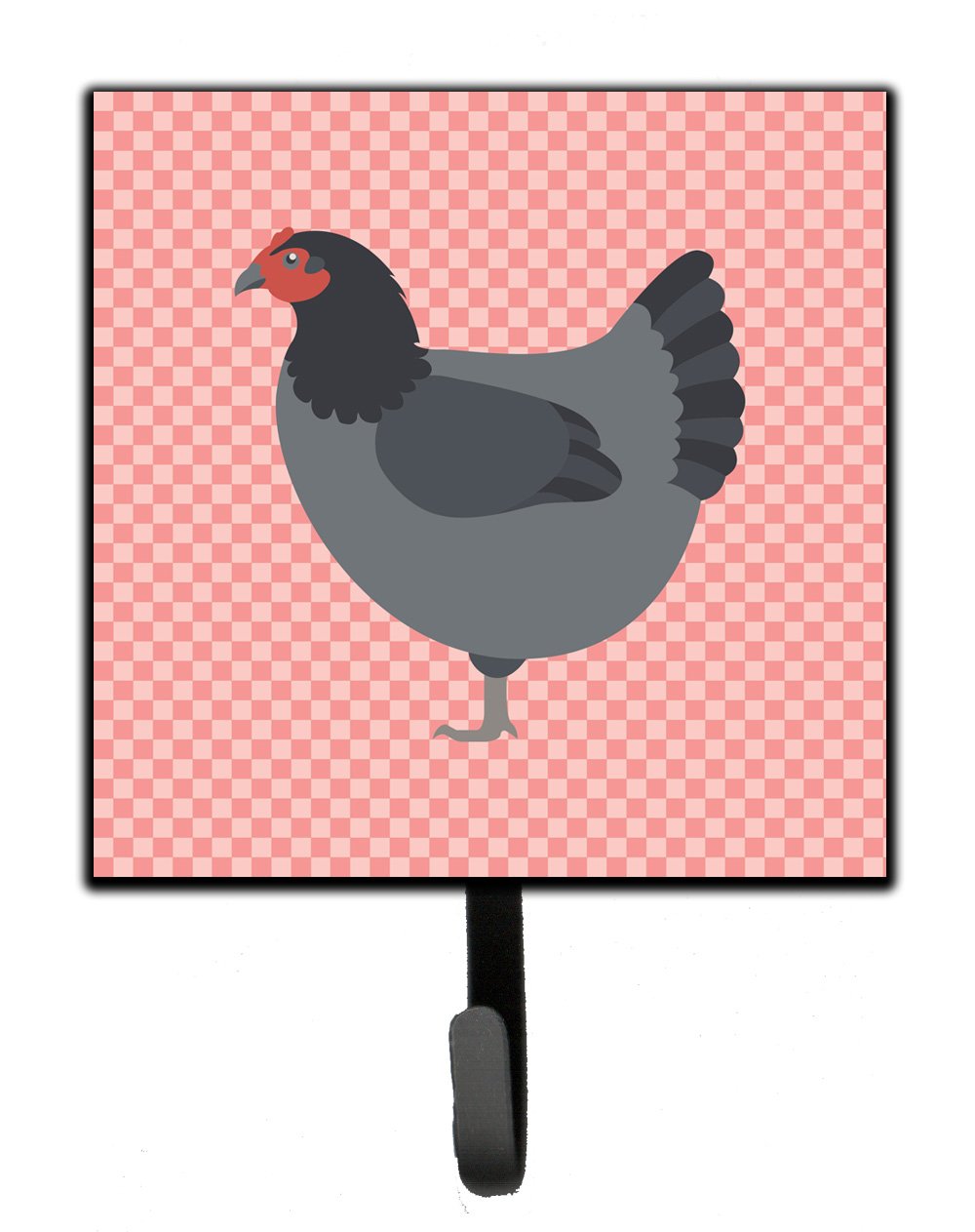 Jersey Giant Chicken Pink Check Leash or Key Holder Wall Hooks, Key Hooks Holder, Coat Rack Wall Mount, Coat Hooks, Hooks for Hanging Keys, Towels, Aprons, Leashes