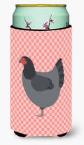 Jersey Giant Chicken Pink Check Tall Boy Hugger Can Cooler Sleeve Machine Washable Drink Collapsible Insulator Beverage Insulated Holder
