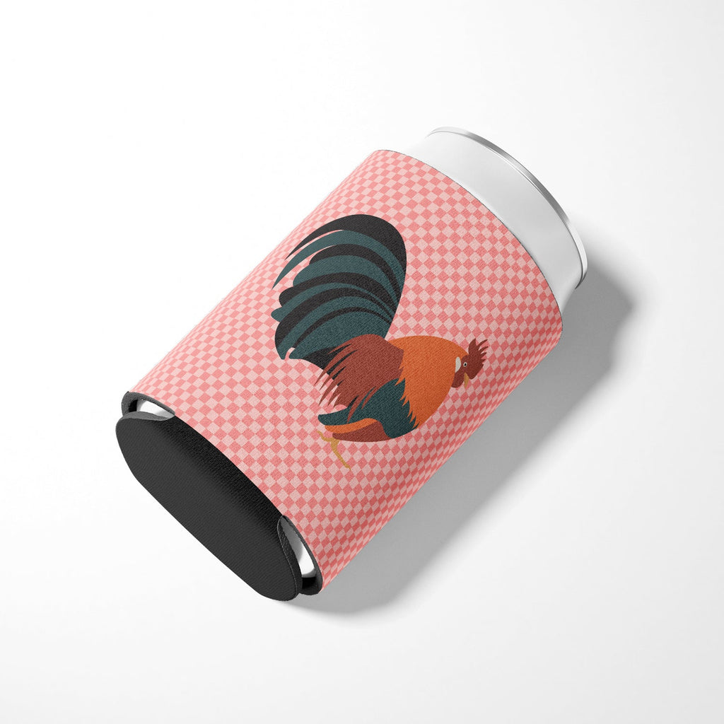 Dutch Bantam Chicken Pink Check Can or Bottle Hugger Cooler Sleeve for Standard 12 oz Cans, Insulated Foam Beer & Soda Can Hugger Reusable