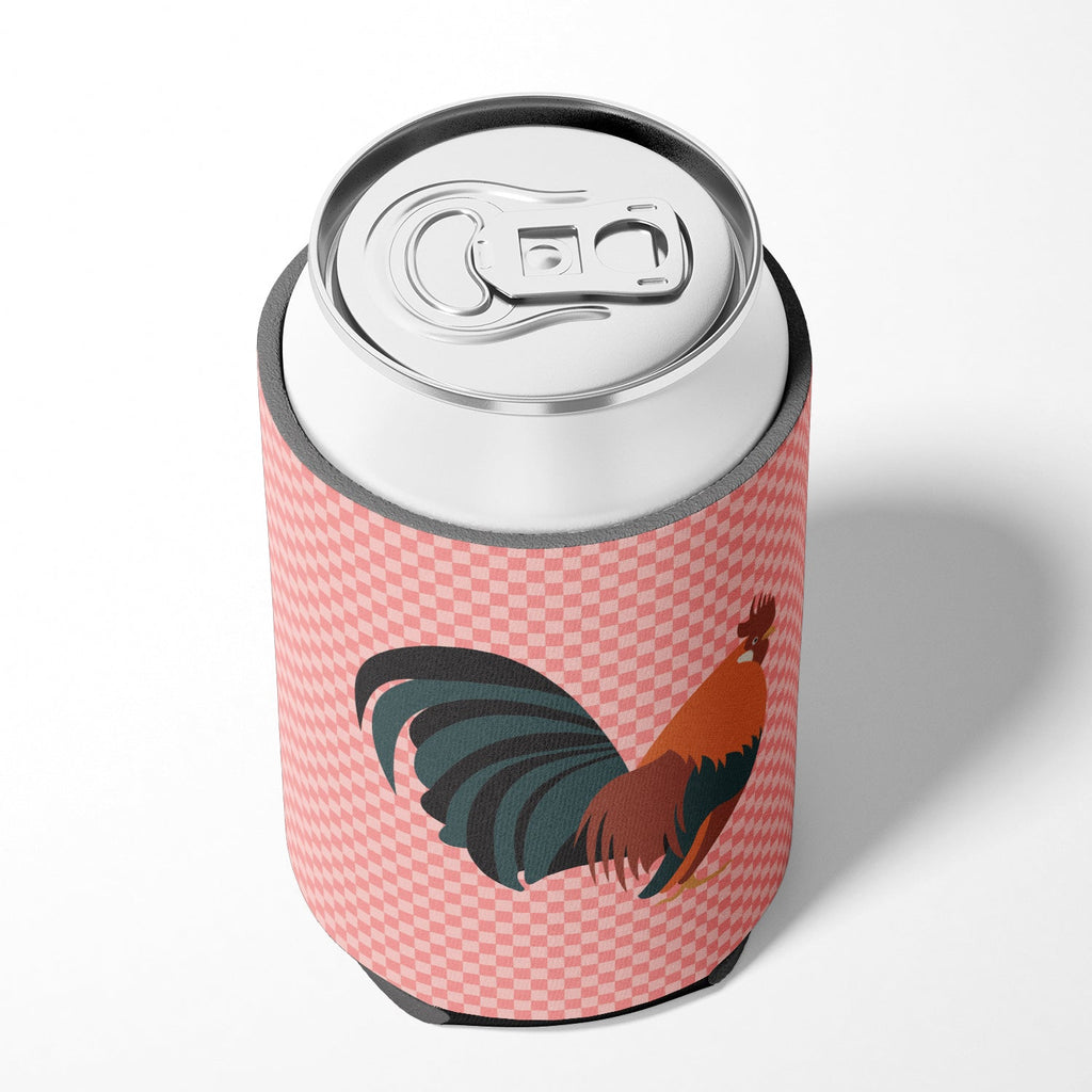 Dutch Bantam Chicken Pink Check Can or Bottle Hugger Cooler Sleeve for Standard 12 oz Cans, Insulated Foam Beer & Soda Can Hugger Reusable